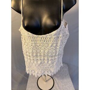 Divided Womens Cami Camisole Lace Crochet White Boho Beach Large L Dainty